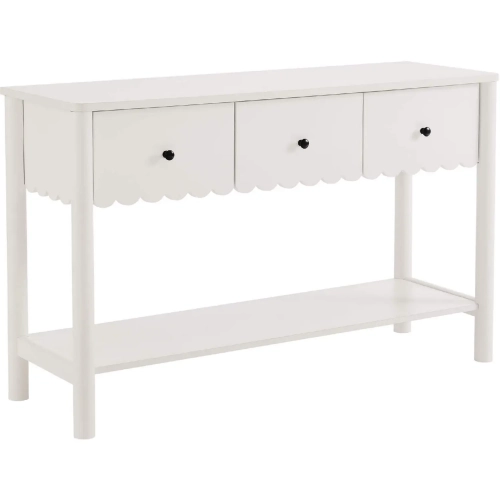 Emmeline 3 Drawer Scalloped Console Table in White