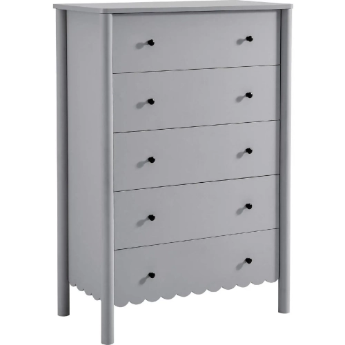 Emmeline Scalloped 5 Drawer Chest in Light Gray