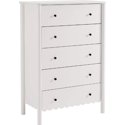Emmeline Scalloped 5 Drawer Chest in White