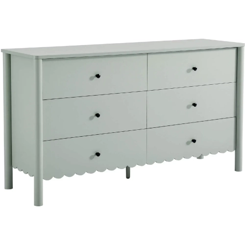 Emmeline Scalloped 6 Drawer Dresser in Sage Green