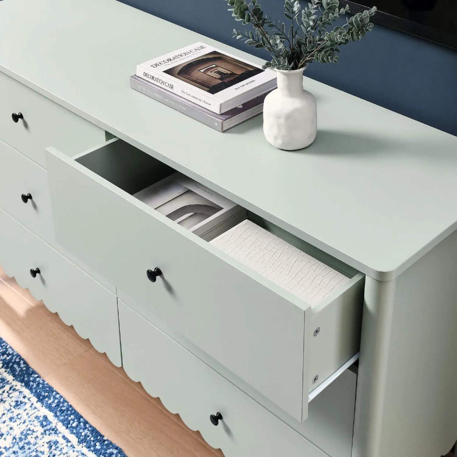 Modway EEI-7157-SGE Emmeline Scalloped 6 Drawer Dresser in Sage Green Modway EEI-7157-SGE Emmeline Scalloped 6 Drawer Dresser in Sage Green