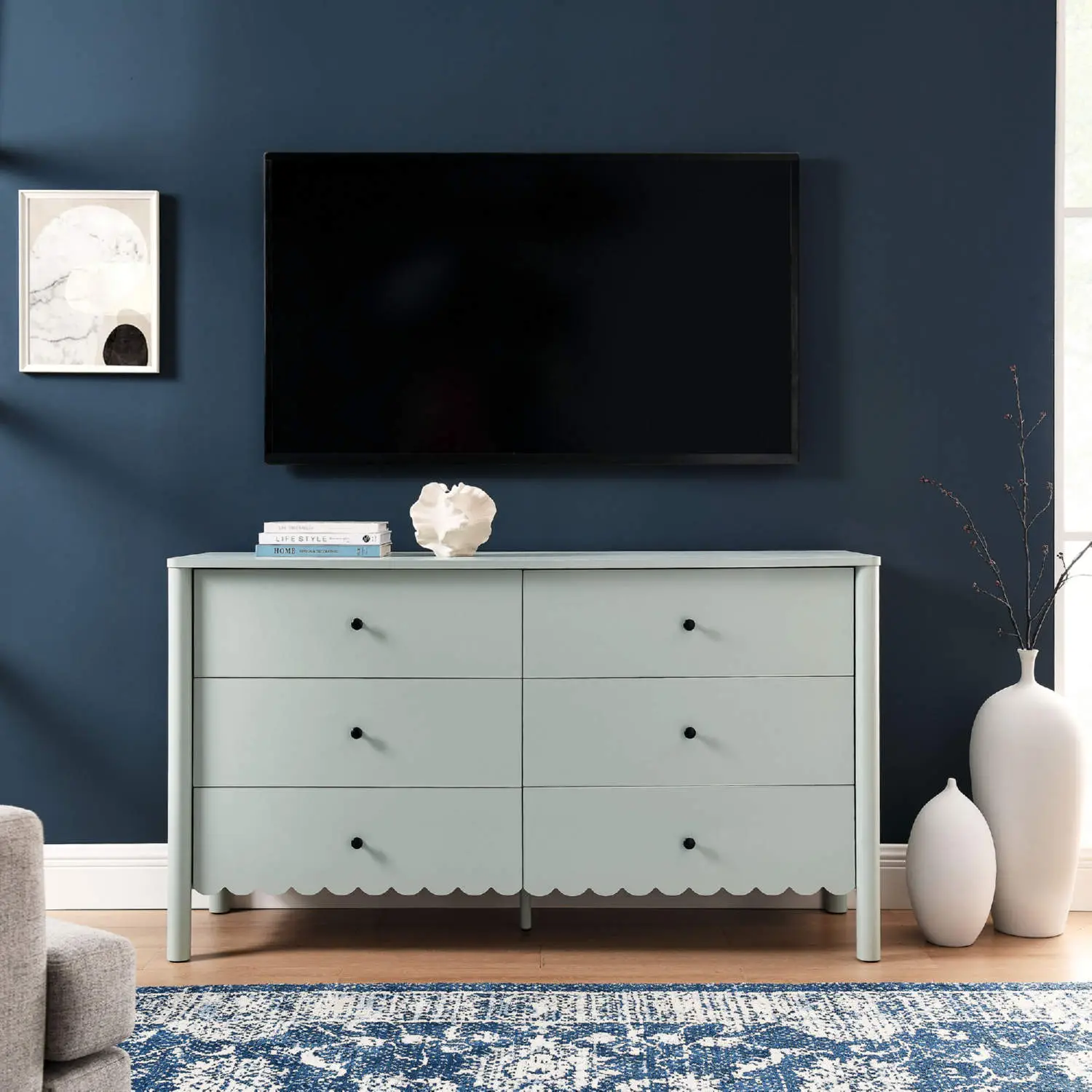 green scalloped dresser Amazon.com: Anbuy Scalloped Dresser for Bedroom Green 6 Drawer Dresser, Modern Wide Chest of Drawers, Scalloped Organizer Storage with Drawers, Fluted Petal Pattern Large Storage Cabinet for Living Room, Porch : Home