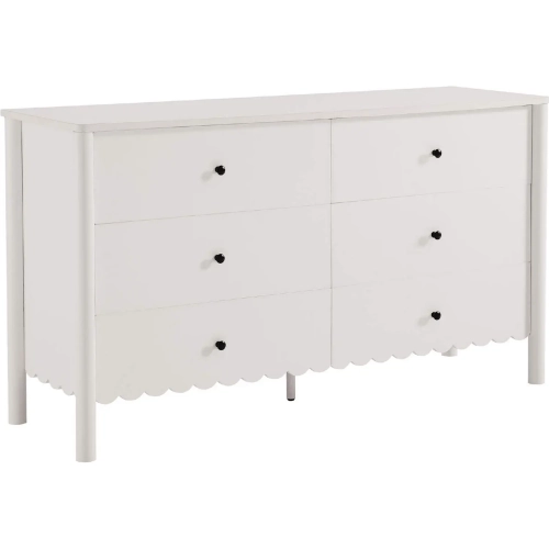 Emmeline Scalloped 6 Drawer Dresser in White