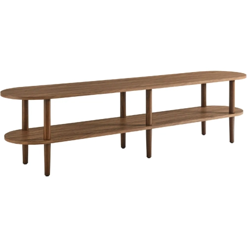 Torus 70" Oval TV Stand in Walnut Brown Finish Wood