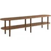 Torus 70" Oval TV Stand in Walnut Brown Finish Wood