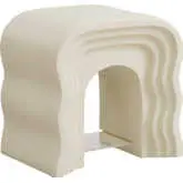 Jorin Squiggle Side Table in Distressed Ivory Faux Stone & Acrylic