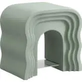 Jorin Squiggle Side Table in Distressed Sage Green Faux Stone & Acrylic