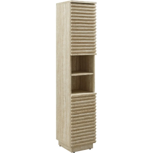 Render Tall Narrow Linen Storage Cabinet in Faux Travertine