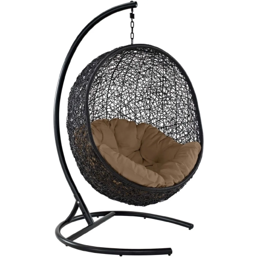 Encase Swing Outdoor Lounge Chair in Poly Rattan with Mocha Cushion