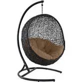 Encase Swing Outdoor Lounge Chair in Poly Rattan with Mocha Cushion