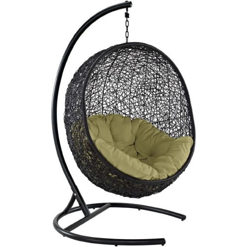 Encase Swing Outdoor Lounge Chair in Poly Rattan with Peridot Cushion