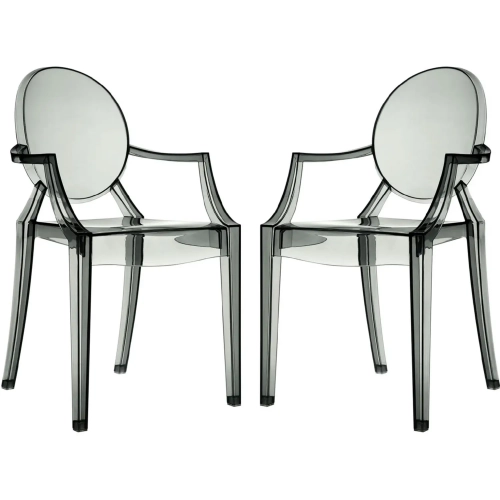 Casper Dining Arm Chair in Smoke Polycarbonate (Set of 2)