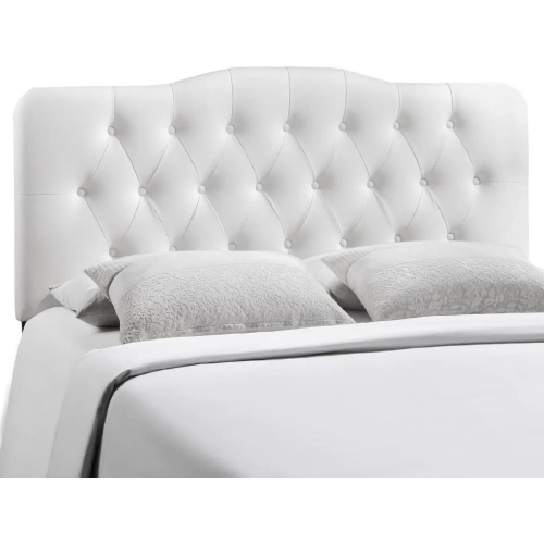 Annabel King Tufted White Leatherette Headboard