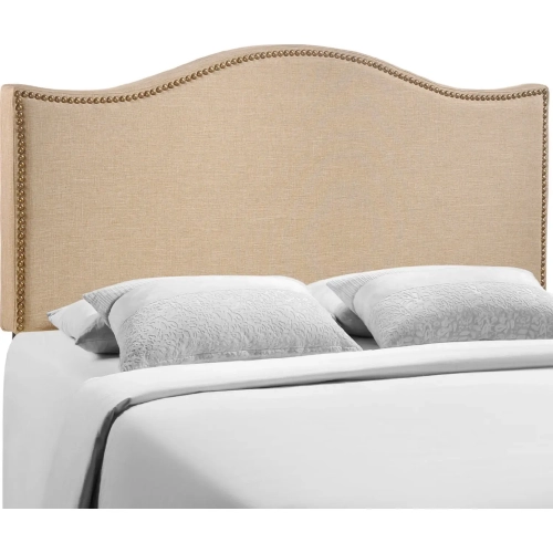 Curl Queen Nailhead Upholstered Headboard in Cafe Linen