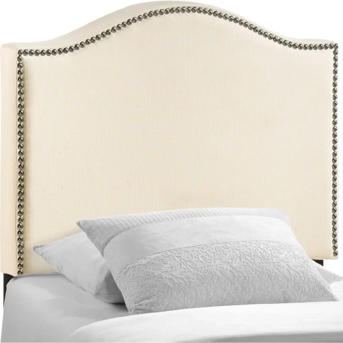 Curl Twin Nailhead Upholstered Headboard in Ivory Linen