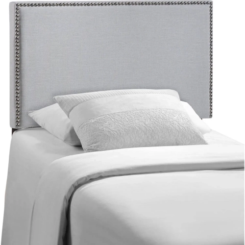 Region Twin Nailhead Upholstered Headboard in Gray Linen