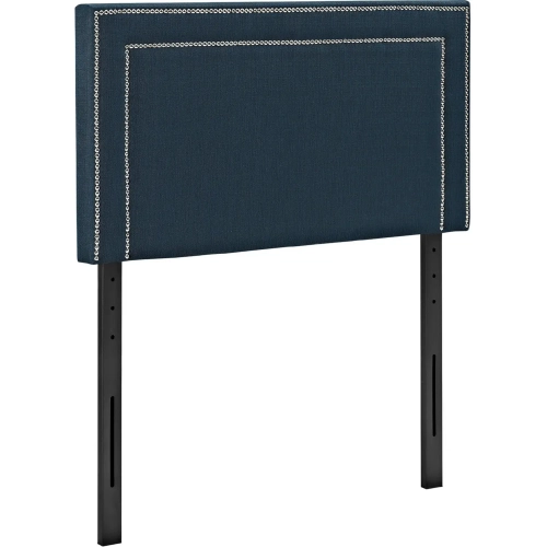 Jessamine Twin Fabric Headboard in Azure with Double Row Nailhead Trim