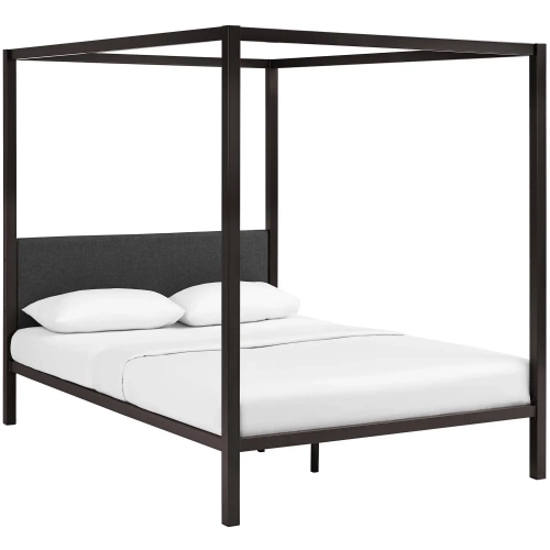 Raina Queen Canopy Bed in Brown & Gray Powder Coated Steel