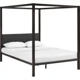 Raina Queen Canopy Bed in Brown & Gray Powder Coated Steel