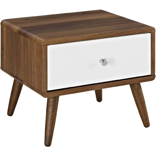 Transmit Nightstand in Walnut Finish & White