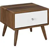 Transmit Nightstand in Walnut Finish & White
