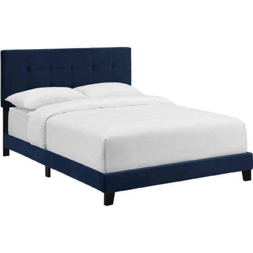 Amira Full Bed in Tufted Midnight Blue Velvet