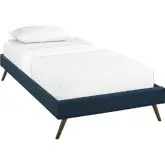 Loryn Twin Bed Frame with Round Splayed Legs in Azure Fabric