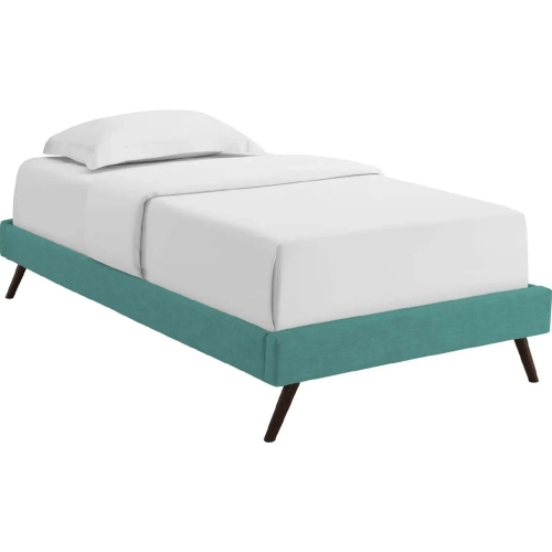 Loryn Twin Bed Frame with Round Splayed Legs in Teal Fabric