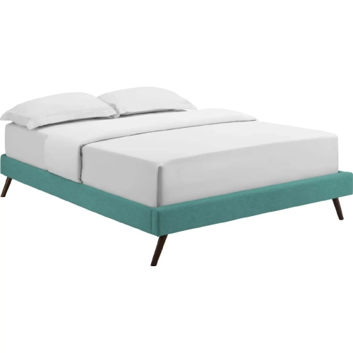Loryn King Bed Frame with Round Splayed Legs in Teal Fabric