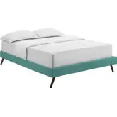 Loryn King Bed Frame with Round Splayed Legs in Teal Fabric