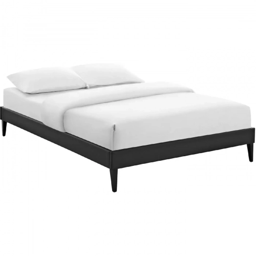 Tessie Full Bed Frame with Square Tapered Legs in Black Leatherette
