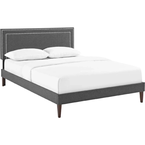 Virginia Full Platform Bed in Gray with Squared Splayed Legs