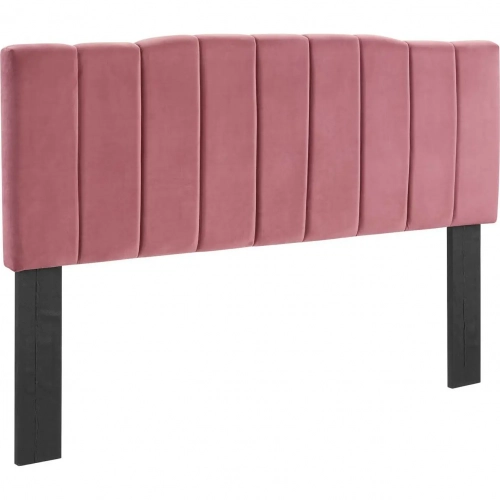 Camilla King or CA King Headboard in Channel Tufted Dusty Rose Velvet