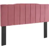 Camilla King or CA King Headboard in Channel Tufted Dusty Rose Velvet
