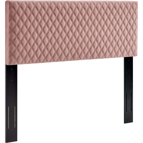 Angela King Headboard in Diamond Stitched Dusty Rose Velvet