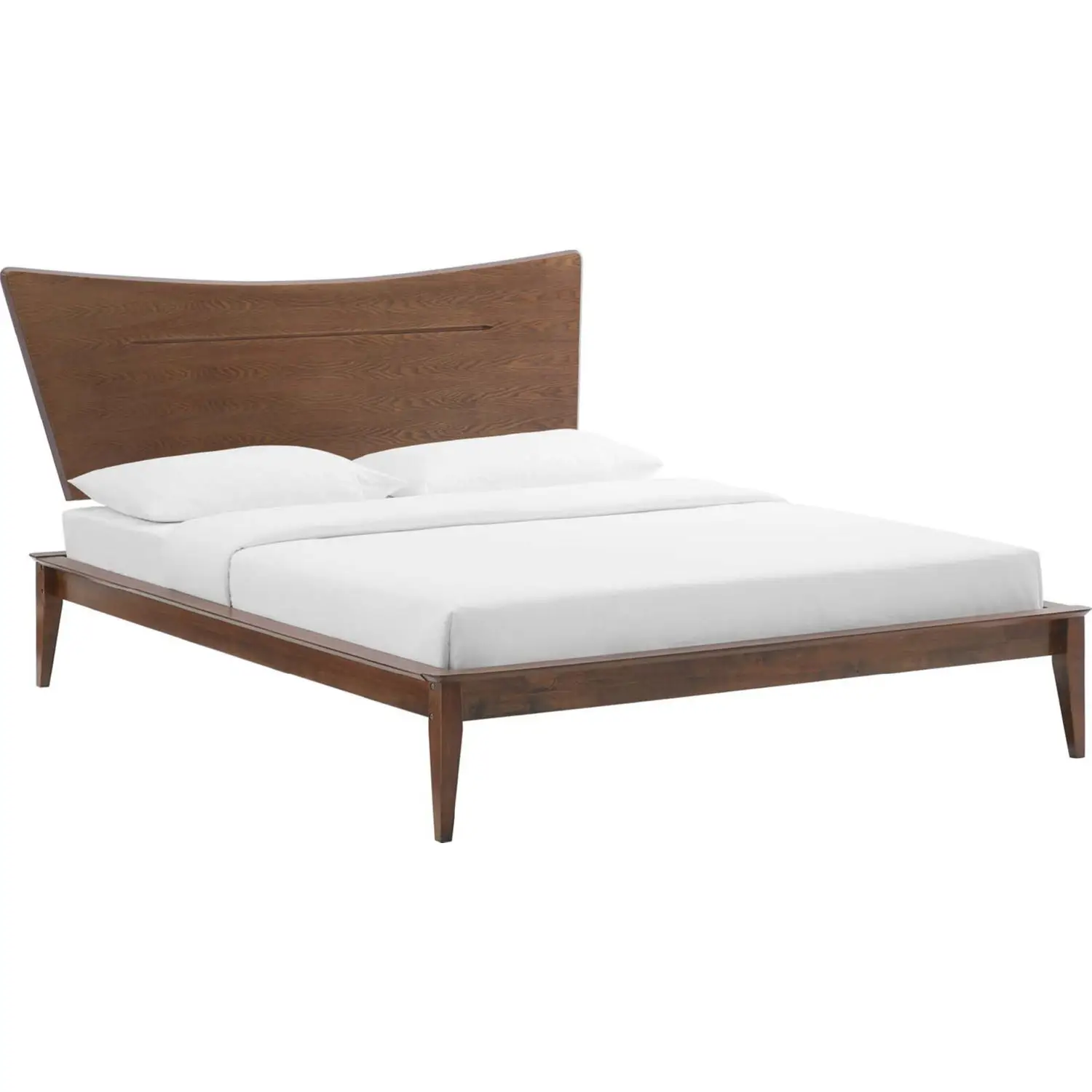 Modway MOD-6215-WAL Billie King Wood Platform Bed Frame, Walnut