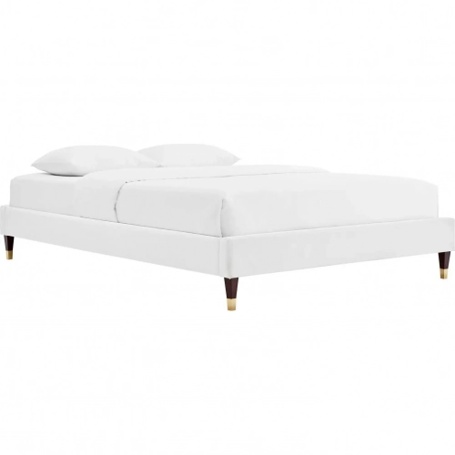 Harlow Twin Bed Frame in White Performance Velvet