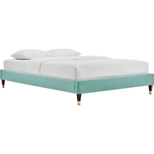 Harlow Queen Bed Frame in Mint Performance Velvet