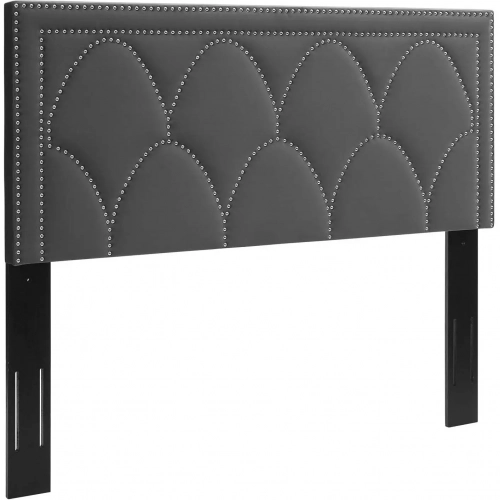 Greta Twin Headboard in Diamond Stitched Charcoal Gray Performance Velvet