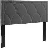 Greta Twin Headboard in Diamond Stitched Charcoal Gray Performance Velvet