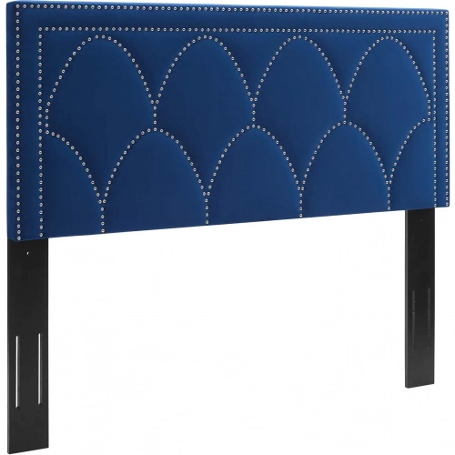 Greta Twin Headboard in Diamond Stitched Navy Blue Performance Velvet