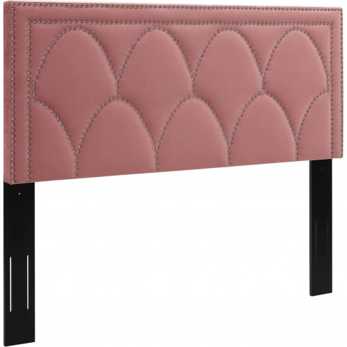 Greta King California King Headboard in Diamond Stitched Dusty Rose Velvet