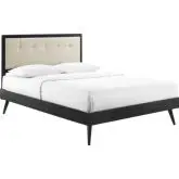 Willow Queen Platform Bed with Splayed Legs in Black & Beige