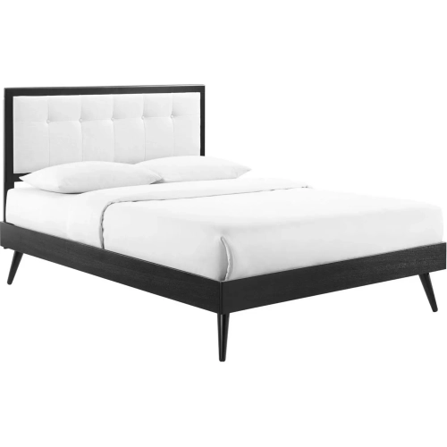 Willow Queen Platform Bed with Splayed Legs in Black & White