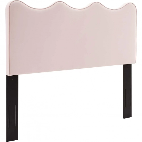 Athena Twin Scalloped Headboard in Pink Performance Velvet