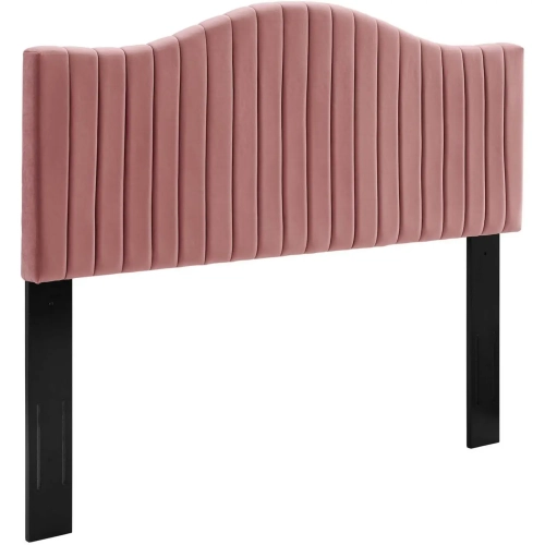 Brielle King or CA King Headboard in Channel Tufted Dusty Rose Velvet