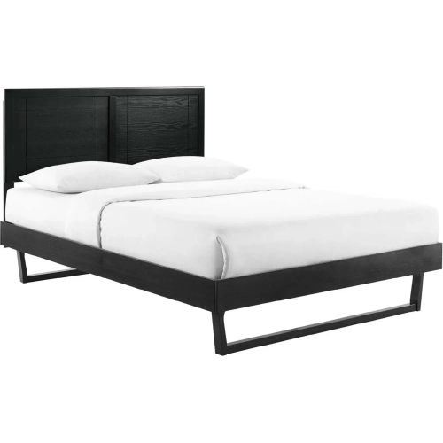 Marlee Full Platform Bed with Angular Frame in Black Wood
