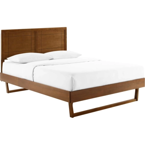 Marlee Full Platform Bed with Angular Frame in Walnut Wood