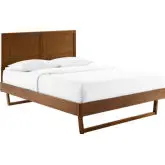 Marlee Twin Platform Bed with Angular Frame in Walnut Wood