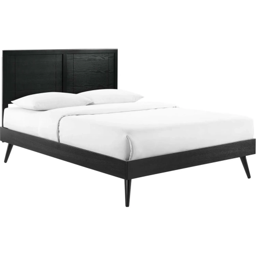 Marlee King Platform Bed with Splayed Legs in Black Wood